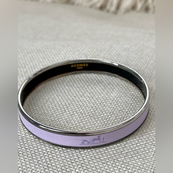 HERMÈS Horse & Carriage Logo Bangle/Bracelet⭐️Lavender⭐️W/BOX 💯 Authentic ⭐️COA💜 - Picture 4 of 9